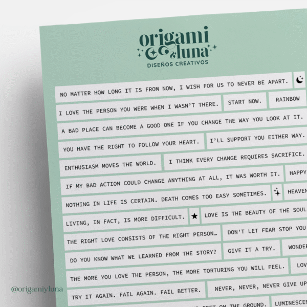 Lámina de Stickers con Frases en Inglés